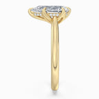 Pear Cut Tulip Basket Hidden Halo Solitaire Engagement Ring in Solid Gold⁠