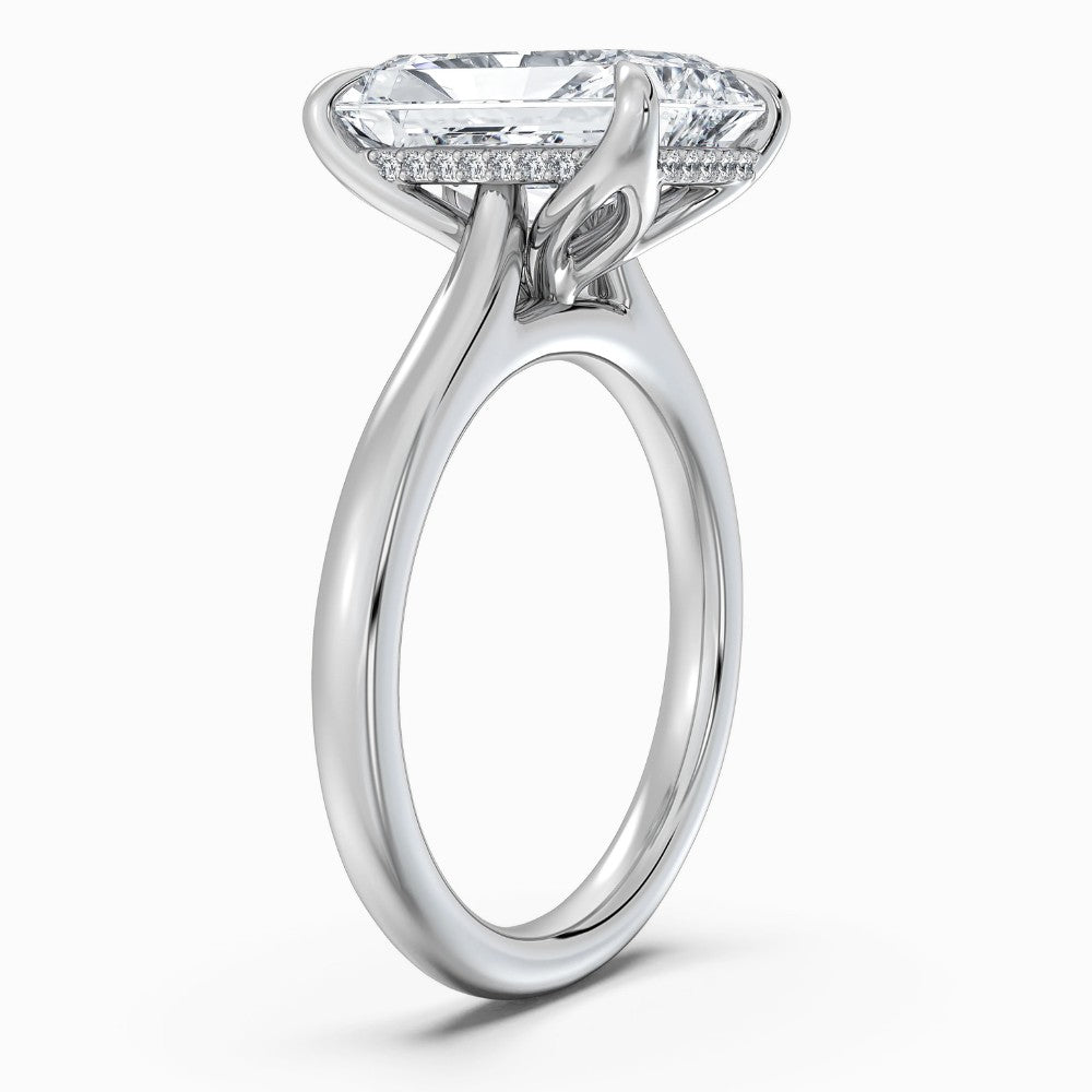 Radiant Cut Solitaire with Hidden Halo Split Shank Engagement Ring in Solid Gold⁠