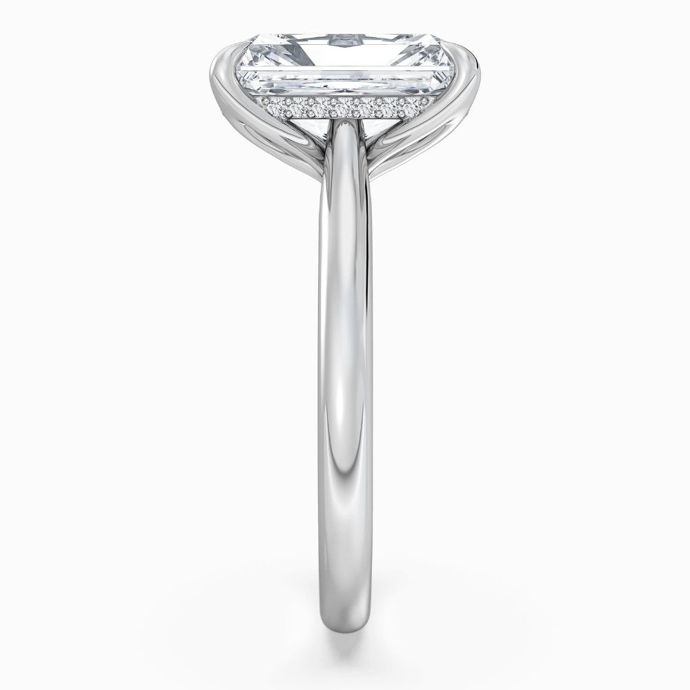 Radiant Cut Solitaire with Hidden Halo Split Shank Engagement Ring in Solid Gold⁠