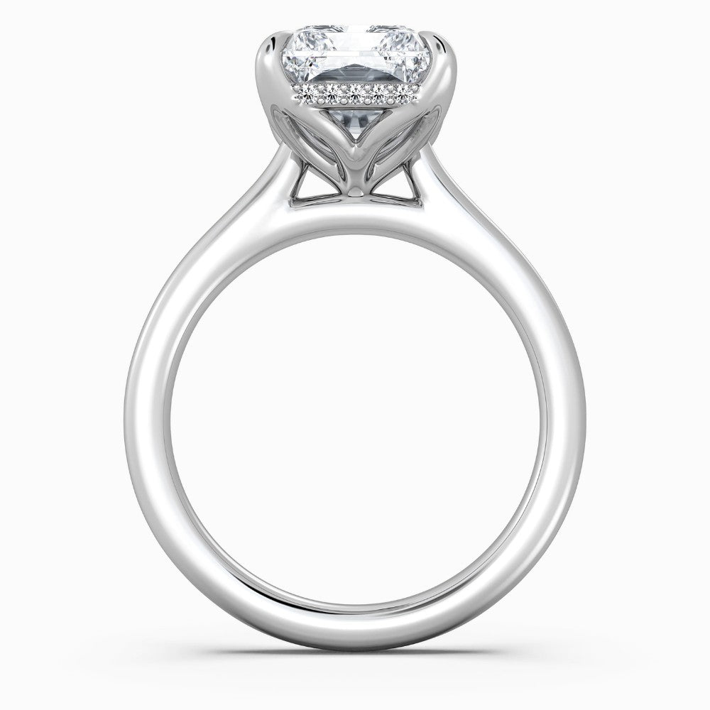 Radiant Cut Solitaire with Hidden Halo Split Shank Engagement Ring in Solid Gold⁠