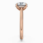 Round Cut Hidden Halo Compass Solitaire Engagement Ring in Solid Gold⁠
