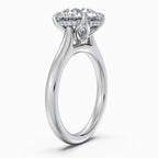 Round Cut Hidden Halo Compass Solitaire Engagement Ring in Solid Gold⁠