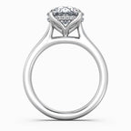 Round Cut Hidden Halo Compass Solitaire Engagement Ring in Solid Gold⁠