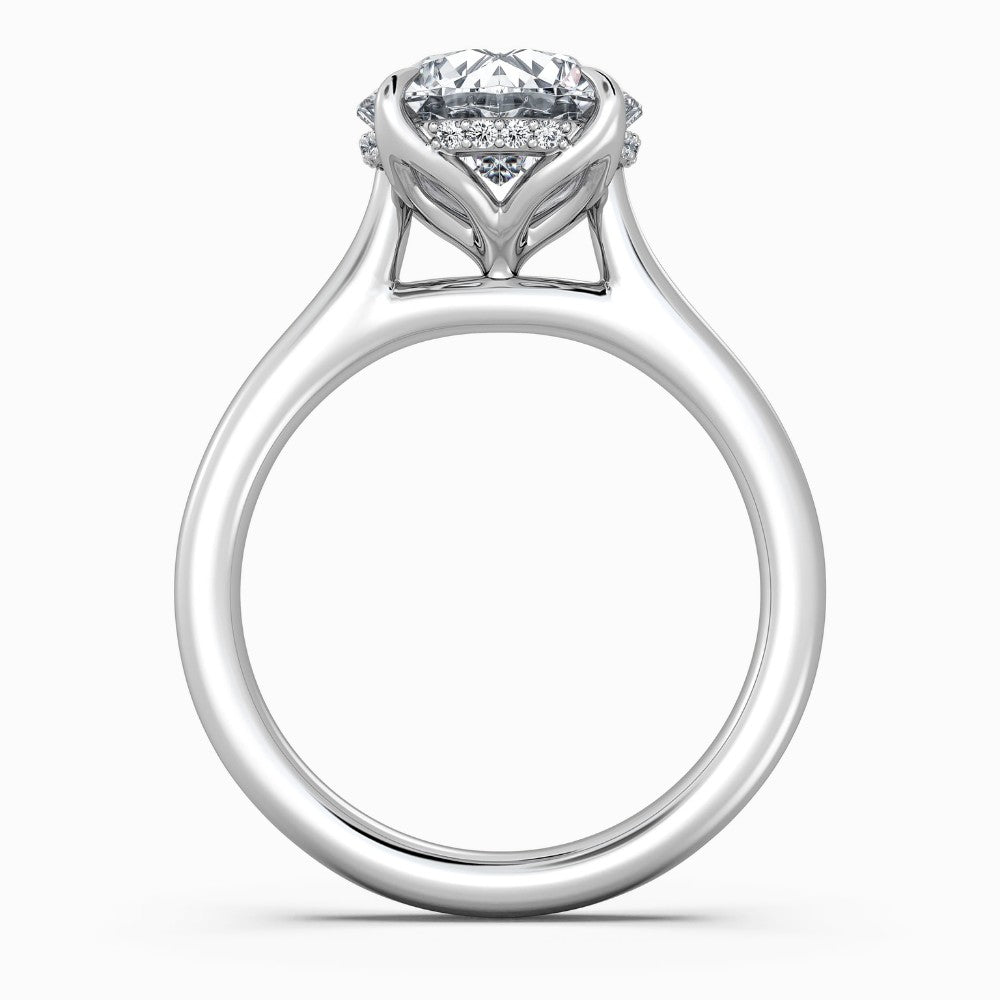 ⁠Round Cut Hidden Halo Solitaire Engagement Ring in Two-Tone Gold⁠
