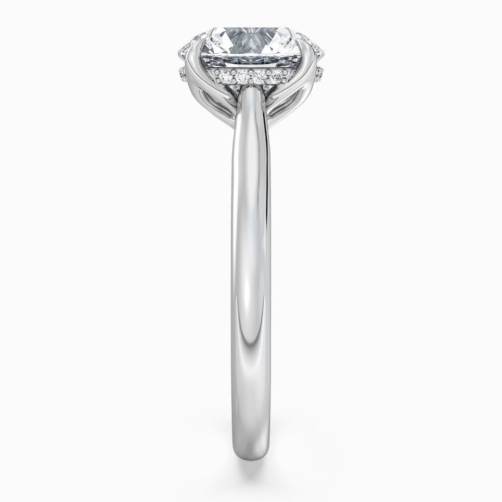 ⁠Round Cut Hidden Halo Solitaire Engagement Ring in Two-Tone Gold⁠