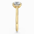 Round Cut Hidden Halo Compass Solitaire Engagement Ring in Solid Gold⁠