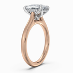 18K Solid Gold Cushion Hidden Halo Tulip Solitaire Ring