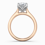 18K Solid Gold Cushion Hidden Halo Tulip Solitaire Ring