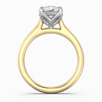 18K Solid Gold Cushion Hidden Halo Tulip Solitaire Ring