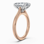 18K Solid Gold Emerald Hidden Halo Tulip Lab Diamond Ring