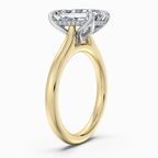 18K Solid Gold Emerald Hidden Halo Tulip Lab Diamond Ring