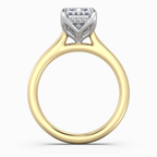 18K Solid Gold Emerald Hidden Halo Tulip Lab Diamond Ring