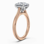 ⁠Round Cut Hidden Halo Solitaire Engagement Ring in Two-Tone Gold⁠