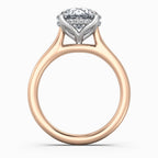 ⁠Round Cut Hidden Halo Solitaire Engagement Ring in Two-Tone Gold⁠