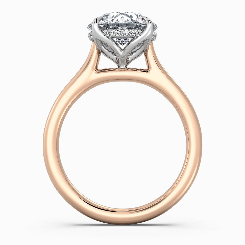 ⁠Round Cut Hidden Halo Solitaire Engagement Ring in Two-Tone Gold⁠