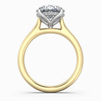 ⁠Round Cut Hidden Halo Solitaire Engagement Ring in Two-Tone Gold⁠