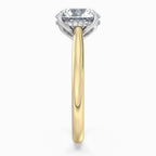 ⁠Round Cut Hidden Halo Solitaire Engagement Ring in Two-Tone Gold⁠