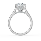 18K Solid Gold Cushion Hidden Halo Cathedral Diamond Ring