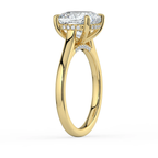 18K Solid Gold Cushion Hidden Halo Cathedral Diamond Ring