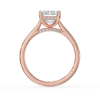18K Solid Gold Emerald Hidden Halo Solitaire Lab Diamond Ring