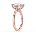 18K Solid Gold Emerald Hidden Halo Solitaire Lab Diamond Ring