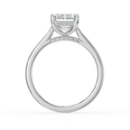 18K Solid Gold Emerald Hidden Halo Solitaire Lab Diamond Ring