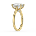 18K Solid Gold Emerald Hidden Halo Solitaire Lab Diamond Ring