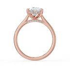 Pear Cut Hidden Halo Bridge Solitaire Engagement Ring in Solid Gold⁠