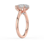 Pear Cut Hidden Halo Bridge Solitaire Engagement Ring in Solid Gold⁠