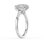 Pear Cut Hidden Halo Bridge Solitaire Engagement Ring in Solid Gold⁠