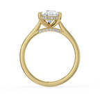 Pear Cut Hidden Halo Bridge Solitaire Engagement Ring in Solid Gold⁠