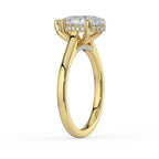 Pear Cut Hidden Halo Bridge Solitaire Engagement Ring in Solid Gold⁠