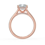 Radiant Cut Solitaire with Hidden Halo Cathedral Engagement Ring in Solid Gold