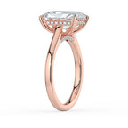 Radiant Cut Solitaire with Hidden Halo Cathedral Engagement Ring in Solid Gold