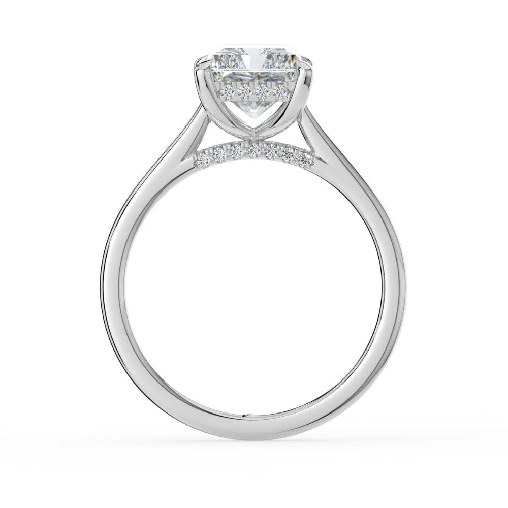 Radiant Cut Solitaire with Hidden Halo Cathedral Engagement Ring in Solid Gold