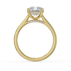 Radiant Cut Solitaire with Hidden Halo Cathedral Engagement Ring in Solid Gold