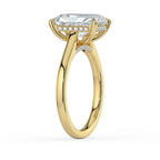 Radiant Cut Solitaire with Hidden Halo Cathedral Engagement Ring in Solid Gold