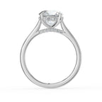 Round Cut Hidden Halo Bridge Accent Solitaire Engagement Ring in Solid Gold⁠