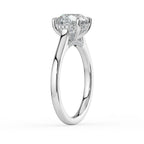 Round Cut Hidden Halo Bridge Accent Solitaire Engagement Ring in Solid Gold⁠