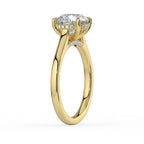 Round Cut Hidden Halo Bridge Accent Solitaire Engagement Ring in Solid Gold⁠
