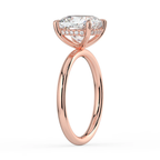 18K Solid Gold Cushion Hidden Halo Solitaire Lab Diamond Ring