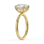 18K Solid Gold Cushion Hidden Halo Solitaire Lab Diamond Ring