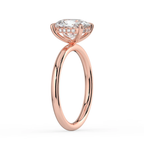 18K Solid Gold Elongated Cushion Hidden Halo Solitaire Ring