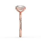 18K Solid Gold Elongated Cushion Hidden Halo Solitaire Ring