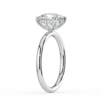 18K Solid Gold Elongated Cushion Hidden Halo Solitaire Ring