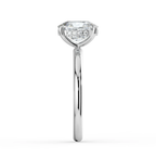 18K Solid Gold Elongated Cushion Hidden Halo Solitaire Ring
