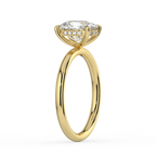 18K Solid Gold Elongated Cushion Hidden Halo Solitaire Ring