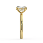 18K Solid Gold Elongated Cushion Hidden Halo Solitaire Ring
