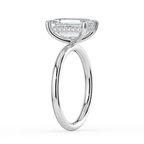 18K Solid Gold Emerald Hidden Halo Diamond Ring