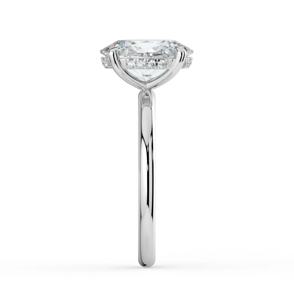 Solitaire Hidden Halo Lab Diamond Engagement  Ring in 18K Gold - Oval